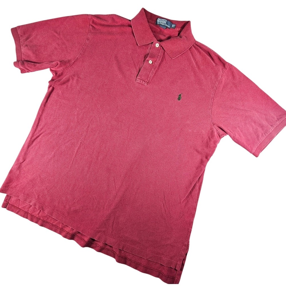 VTG Y2K Polo Ralph Lauren Polo Men's‎ XLT Burgundy Cotton Black Pony Classic Fit